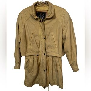 Vintage Western Chamonix Yellow Tan Leather Farm Fresh Women’s S Jacket WORN